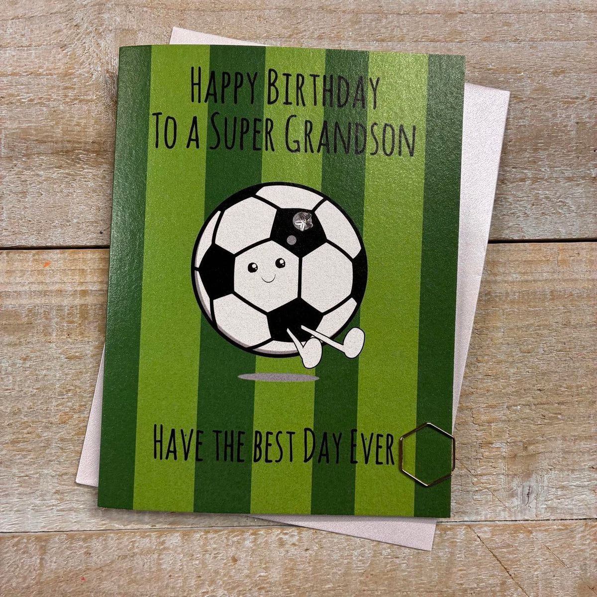 White Cotton Cards - Grandson Football - Birthday Card