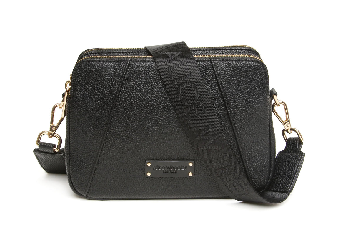 Alice Wheeler - Black - Kensington Double Zip Crossbody Bag