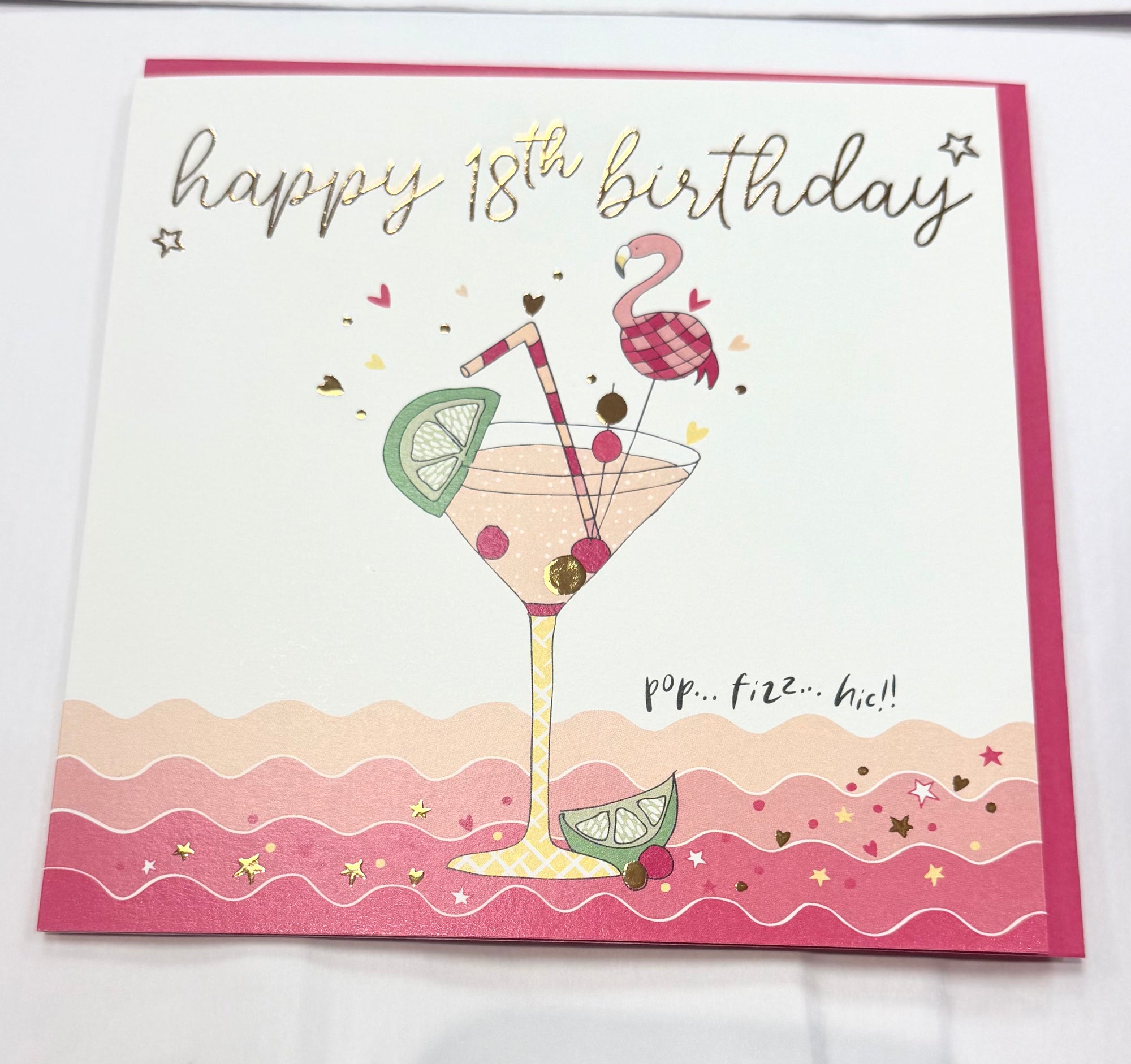 Molly Mae Happy 18th Birthday Cocktails and Flamingo Birthday Card