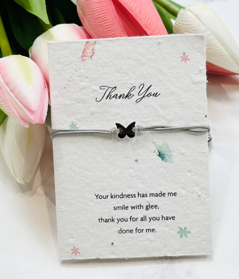 Letterbox Love Seeded Card Bracelet - Butterfly - Thank You