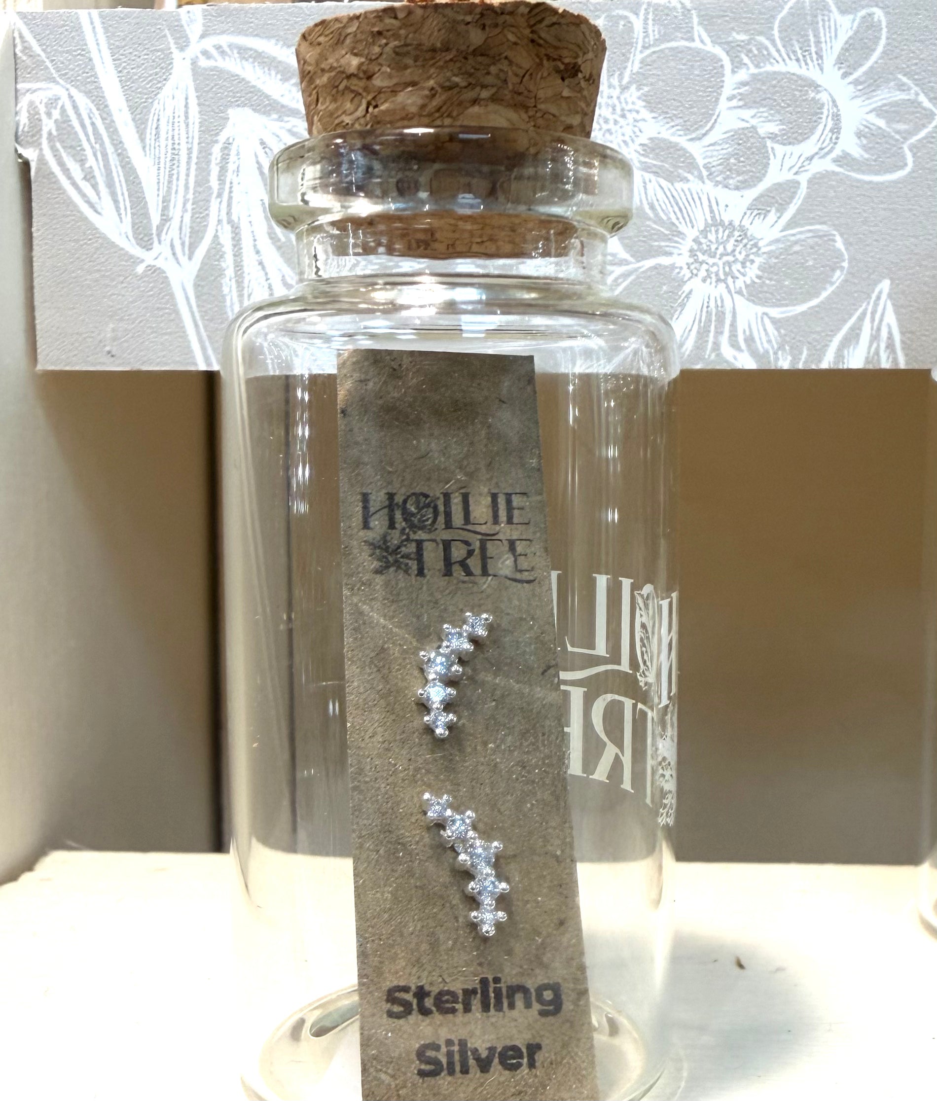 Hollie Tree - Crystal Shooting Star - Glass Bottled Stud Earrings - Sterling Silver