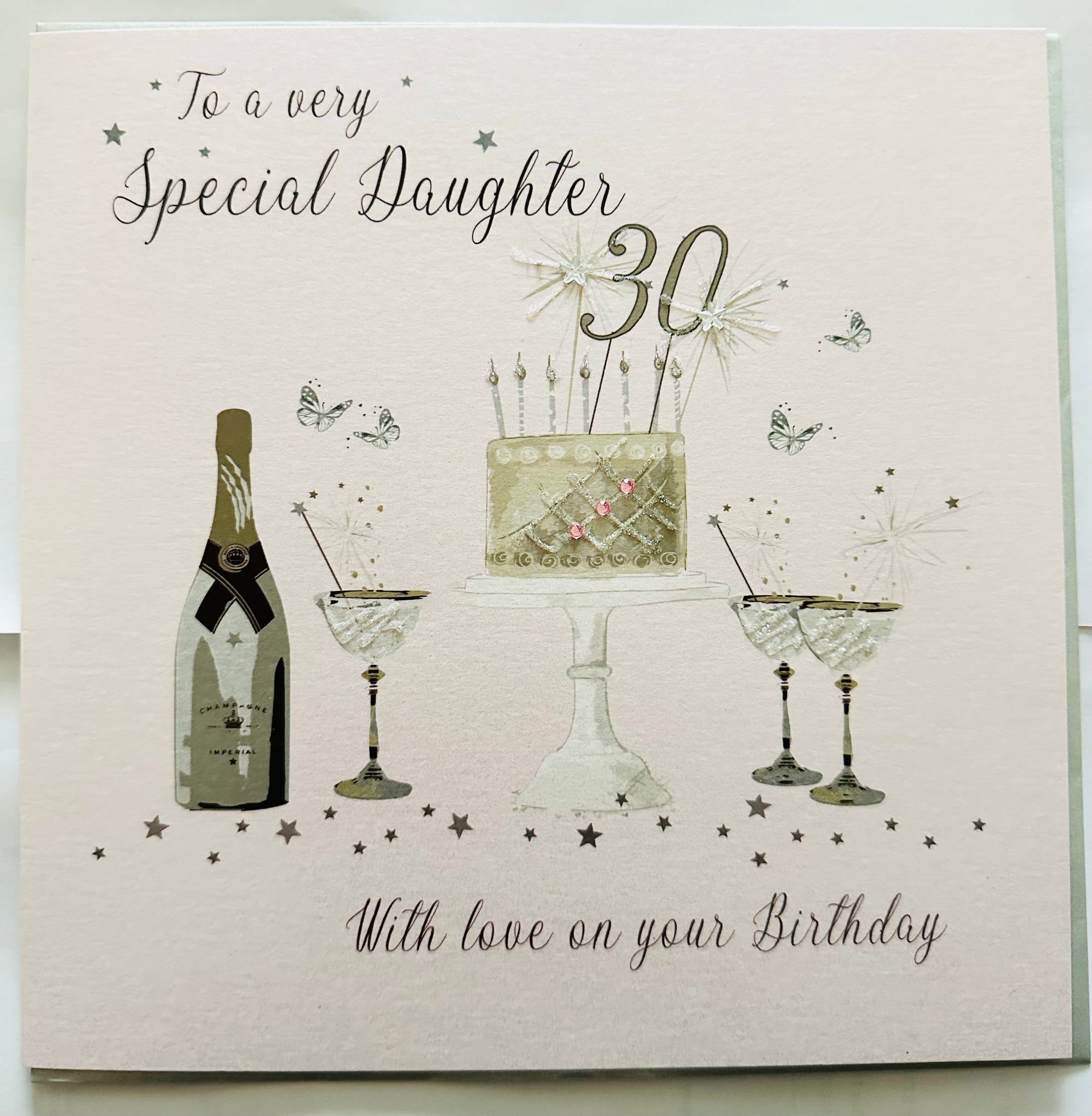 Special Daughter 30th Birthday Pink LARGE Card - White Cotton Cards