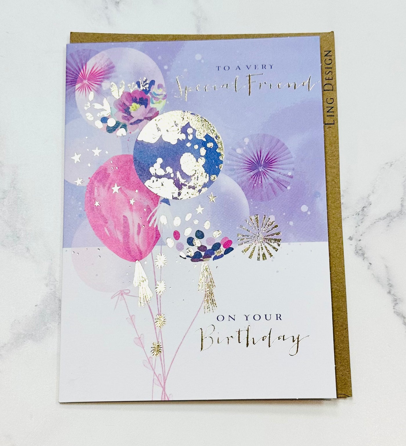 Special Friend Birthday Balloons Card - Ling Design