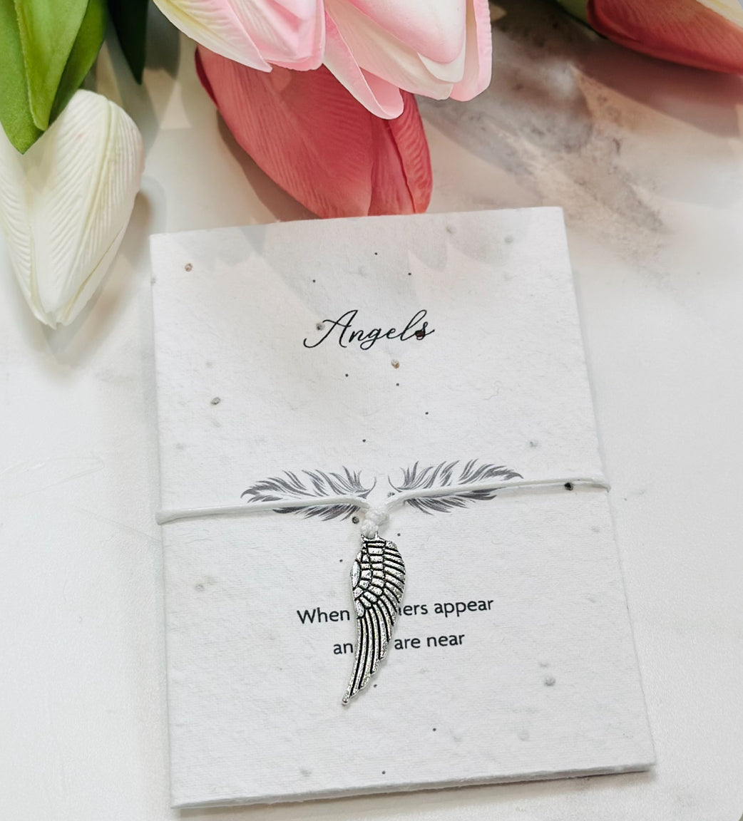 Letterbox Love Seeded Card Bracelet - Angel Wing - Angels