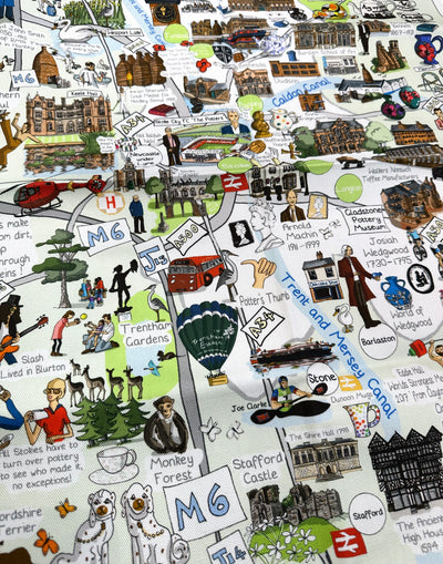 Emma Joustra TEATOWEL - Six Towns of The Potteries Map