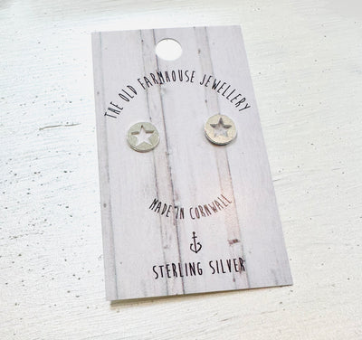Star Discs - Sterling Silver Mini Stud Earrings  - The Old Farmhouse Jewellery