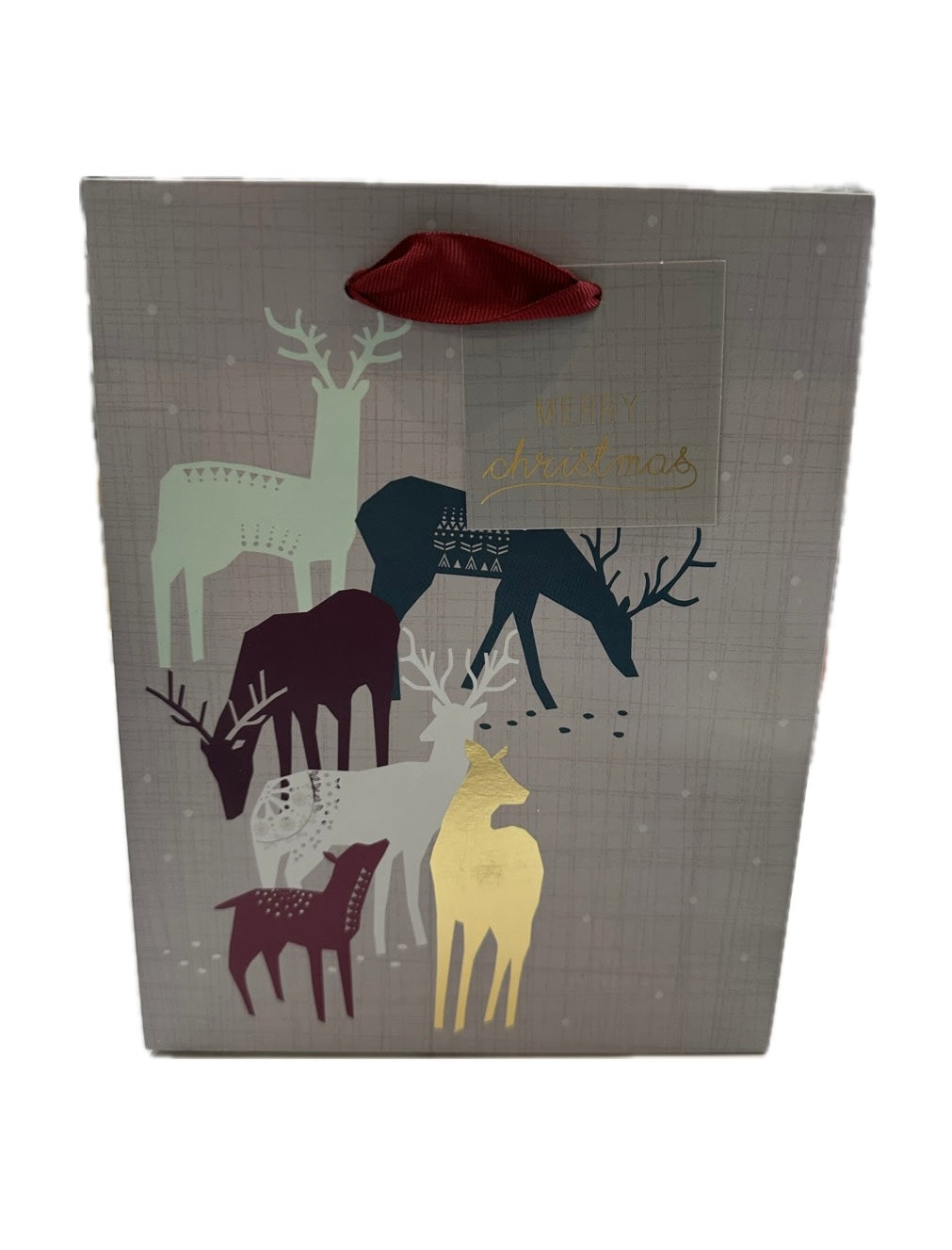 The Art File Christmas Multi Reindeer Medium Gift Bag