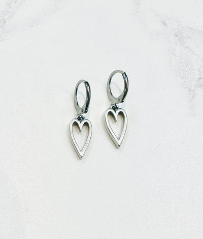 Orli Silver Open Heart Huggie Hoop Earrings