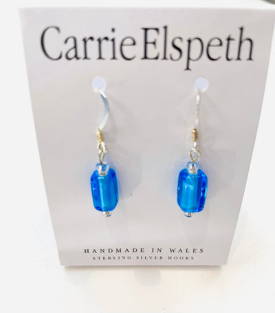 Carrie Elspeth Glass Rectangular Earrings - Blue