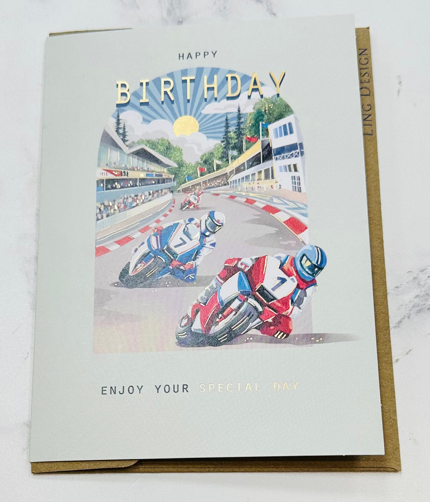 Happy Birthday Motorbike Racing Card - Ling Design