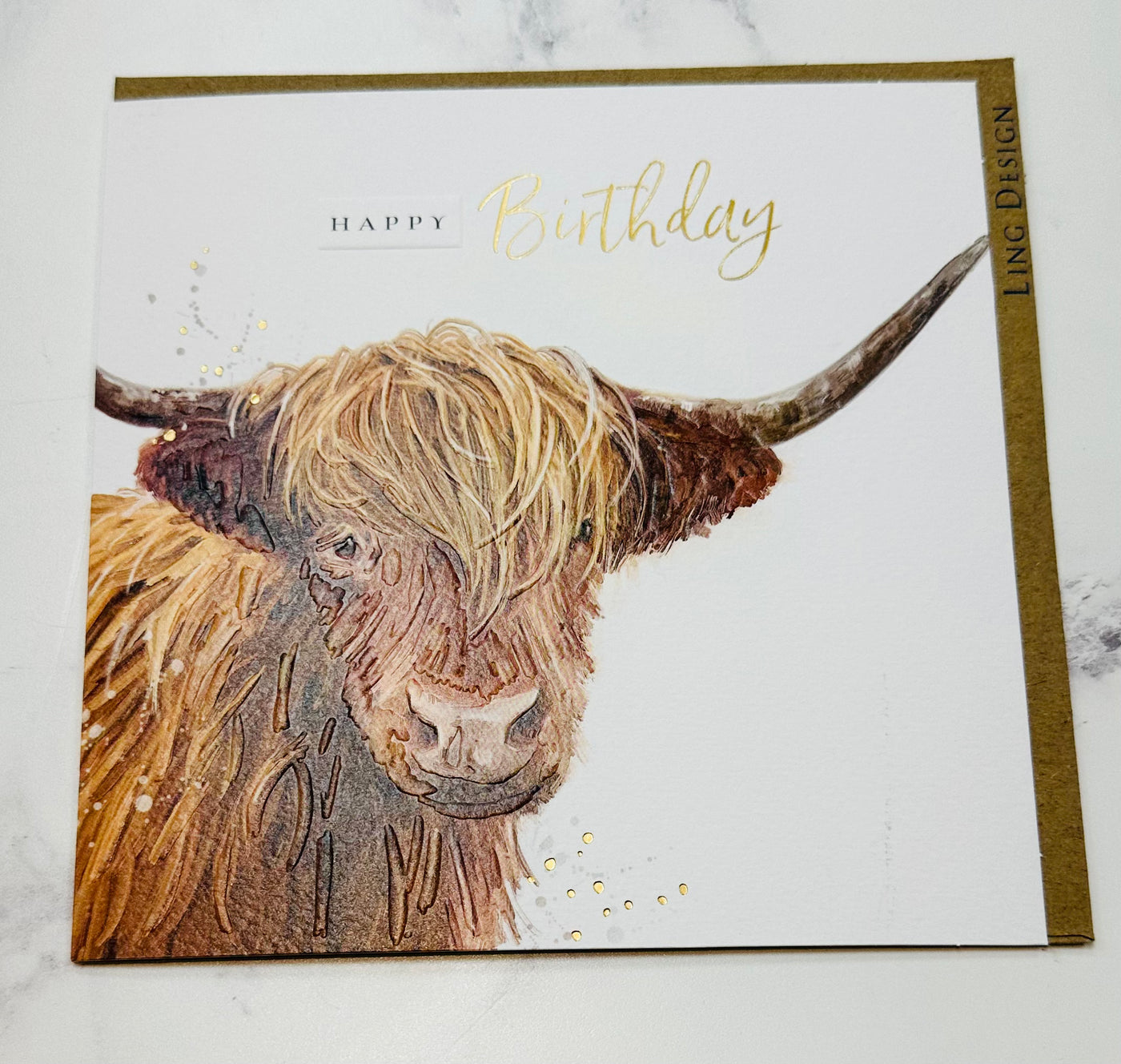 Highland Coo Illustration Birthday Card - Ling Design