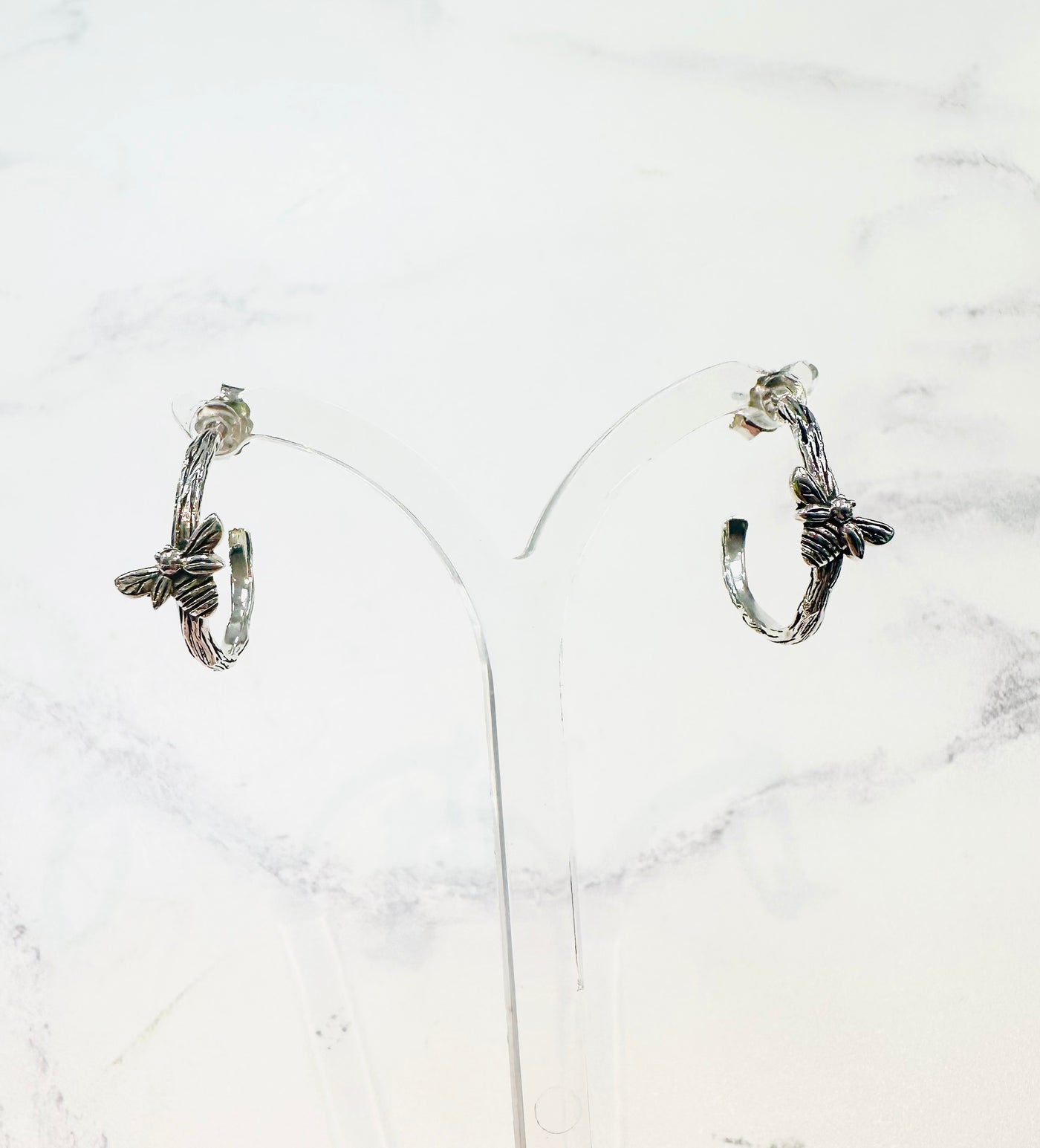 Kali Ma Decorative Bee Hoop Earrings - Sterling 925 Silver