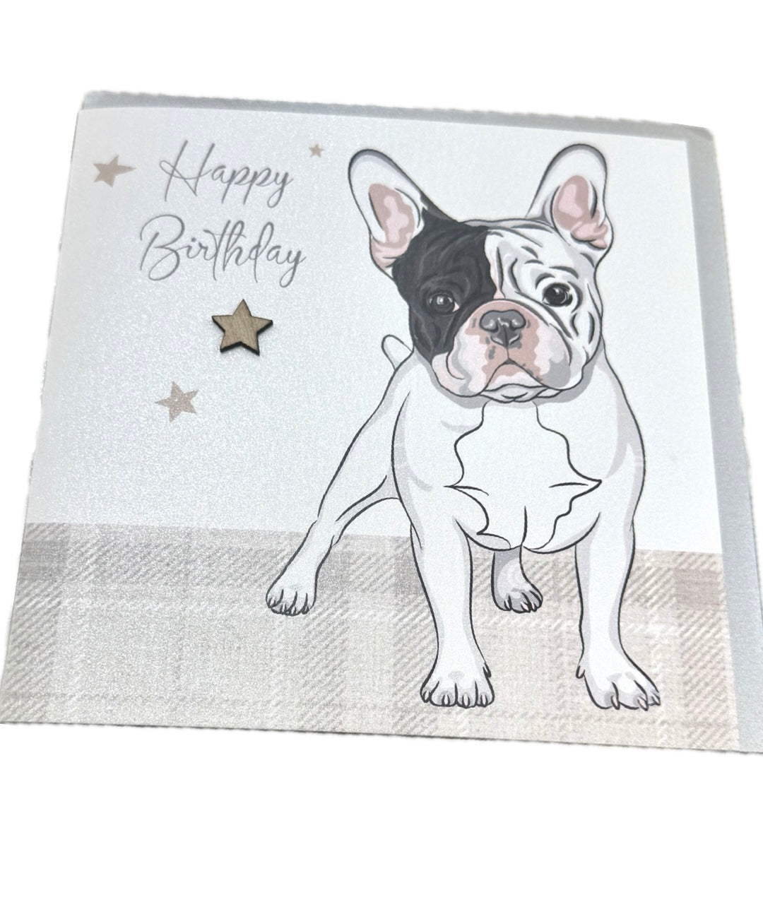 French Bulldog Happy Birthday Card - White Cotton