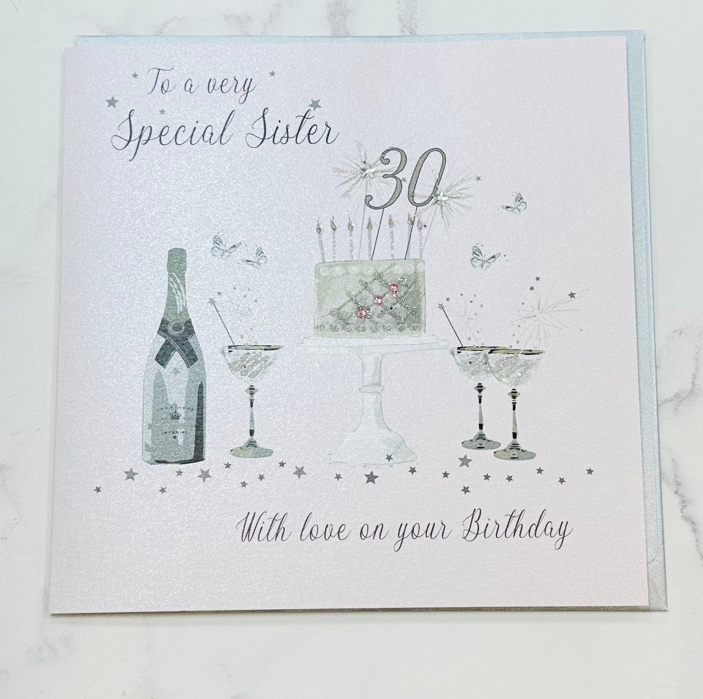 Special Sister 30th Birthday Pink LARGE Card - White Cotton Cards