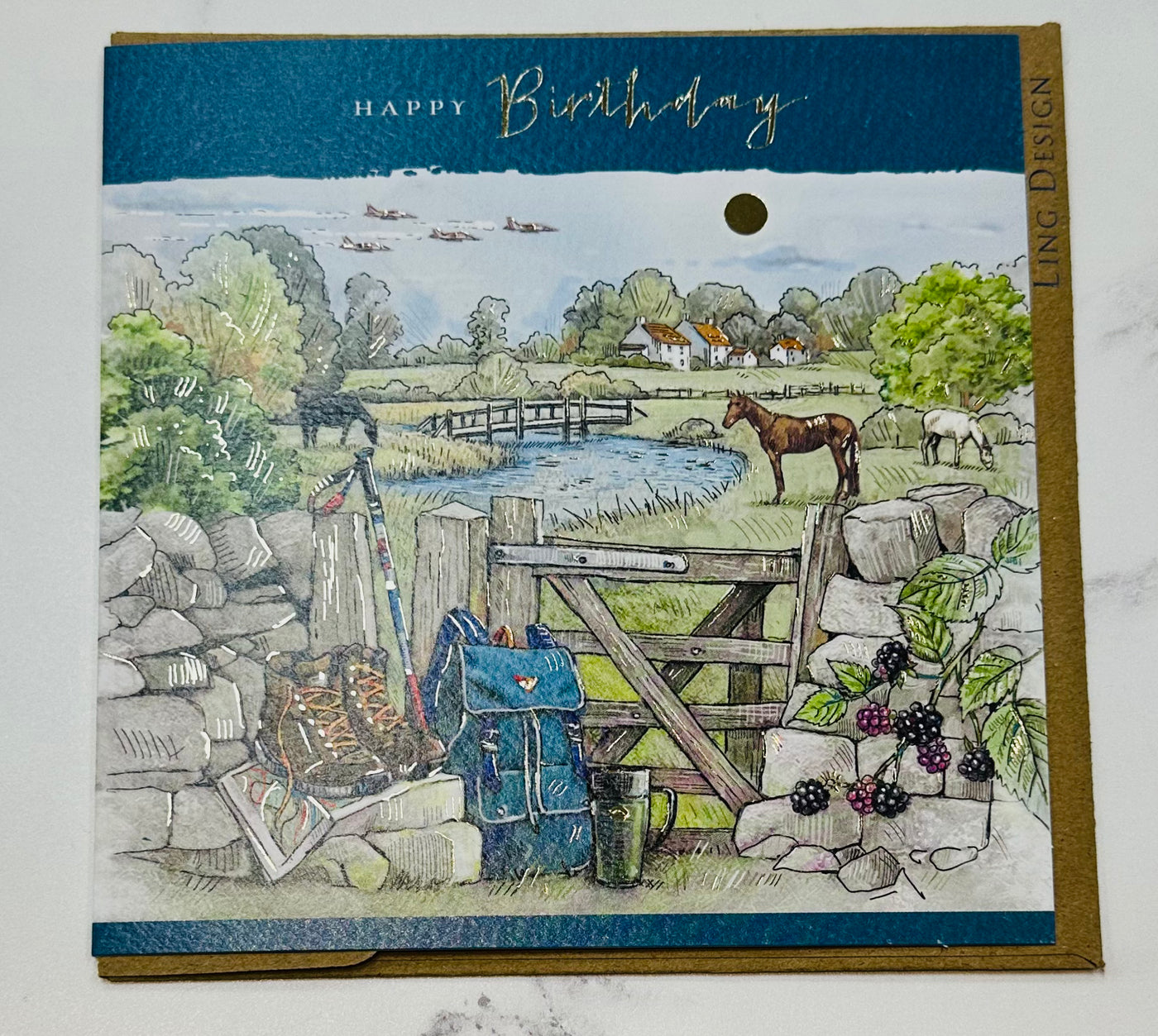 Countryside Hiking Birthday Card - Ling Design