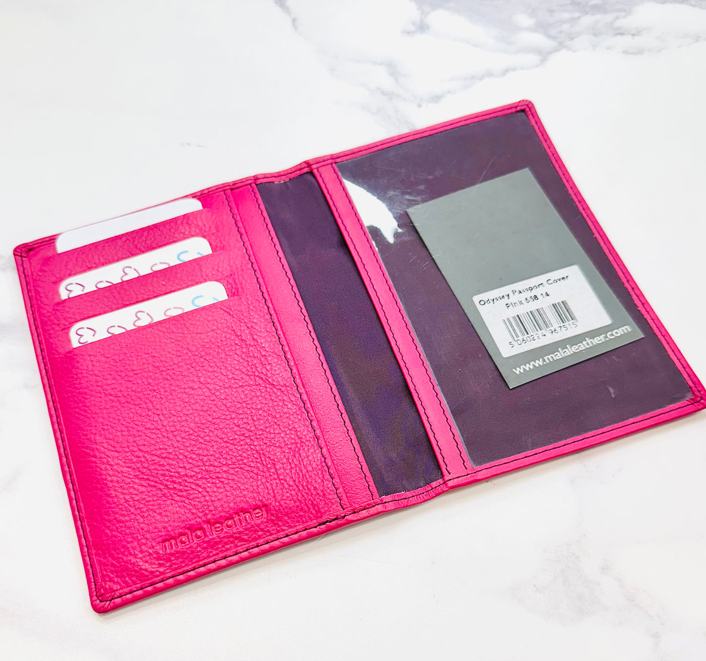 Mala Leather Passport Holder - Pink
