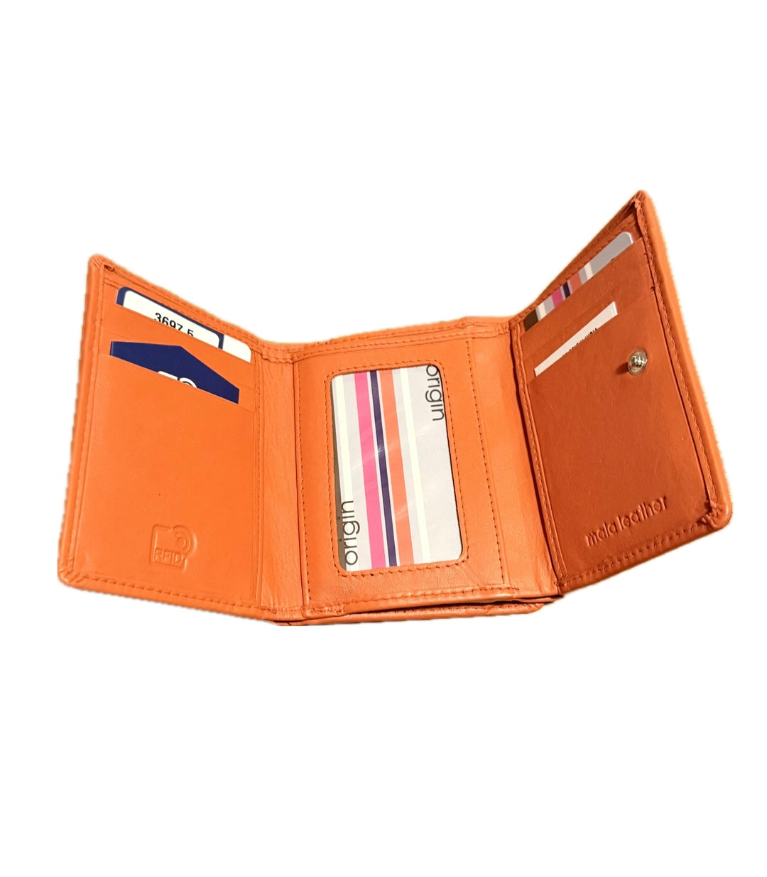 Mala Leather Origin Plain Leather Small Compact Tri-Fold Purse (3697 5) - Orange