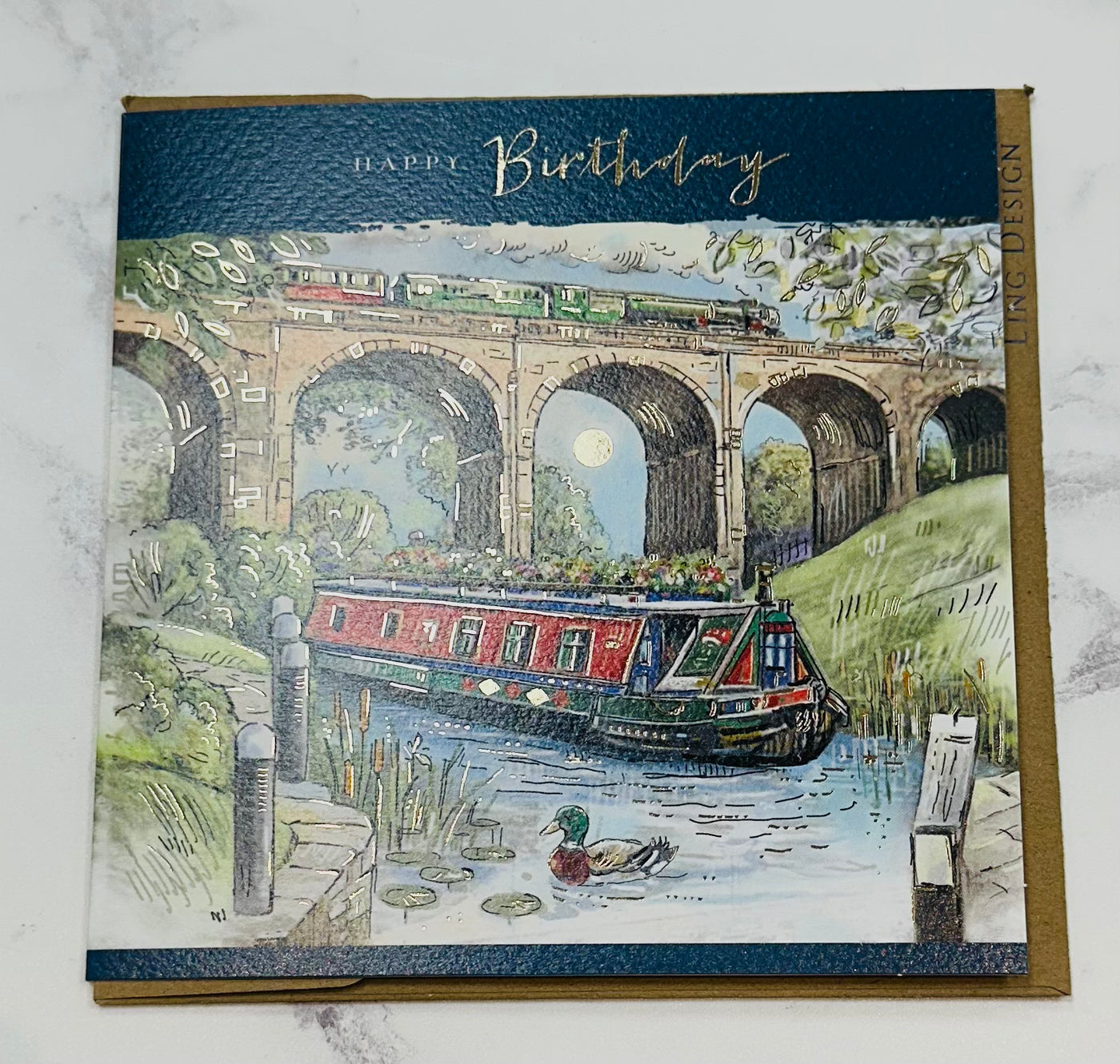 Canal Boat Birthday Card - Ling Design