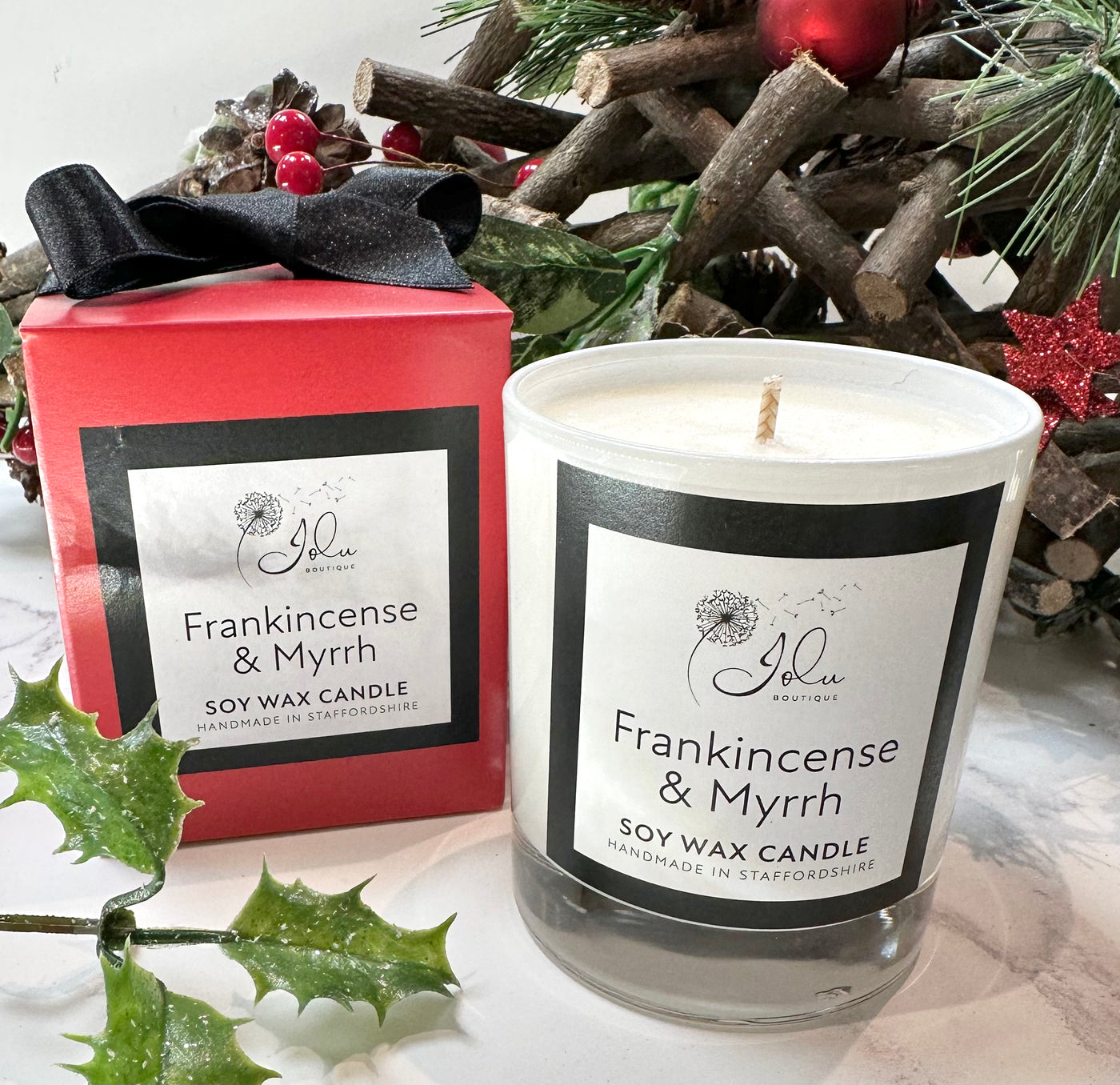 Jolu Boutique Frankincense & Myrrh Soy Wax Candle
