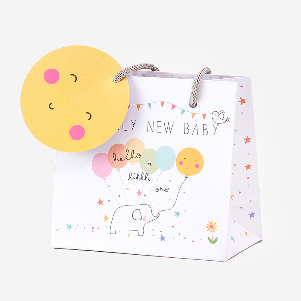 Belly Button Lovely New Baby Elephants & Balloons Gift Bag - Small