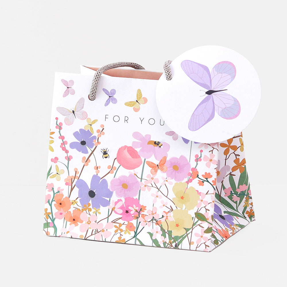 Belly Button Pastel Wild Flowers Bees & Butterflies Gift Bag - Small