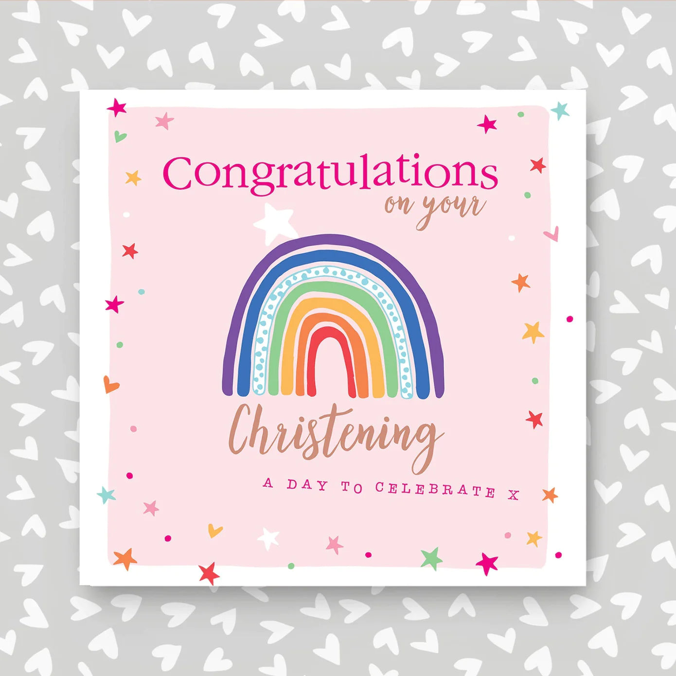 Molly Mae Congratulations on your Christening Rainbow Pink Card