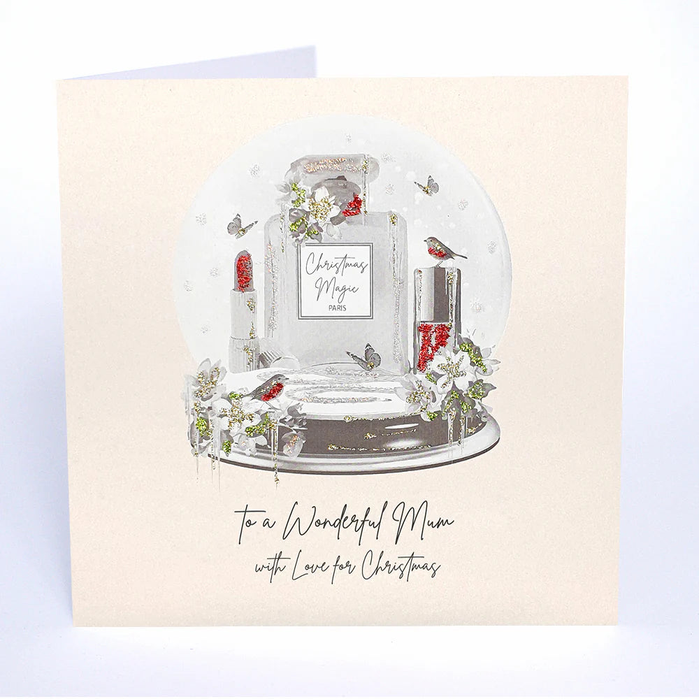 Five Dollar Shake -Perfume & Make Up Snow Globe Mum Christmas Card