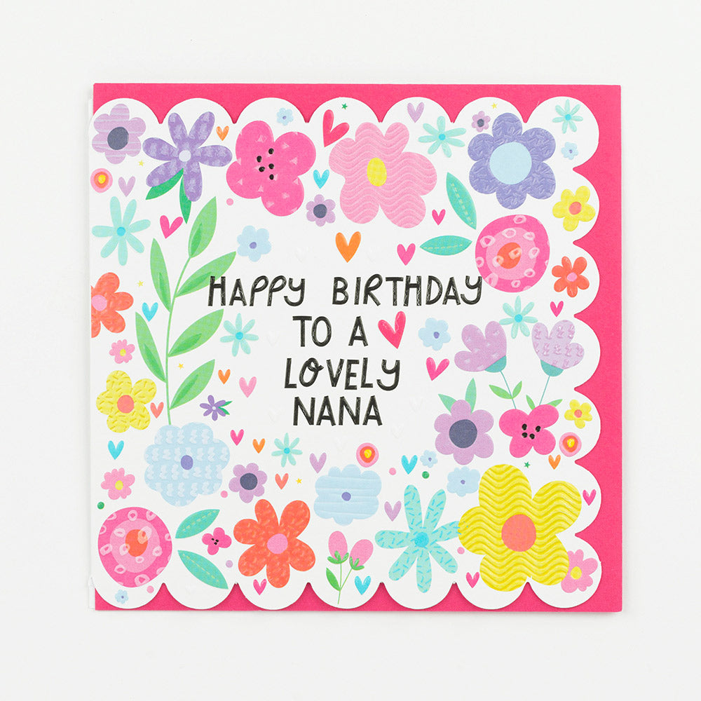 Belly Button Happy Birthday Lovely Nana Flowers Card