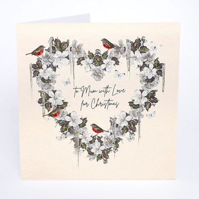 Five Dollar Shake -Heart Wreath & Robins Mum Christmas LARGE Card
