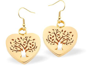 Byzantium Gold Tree of Life Heart Drop Earrings
