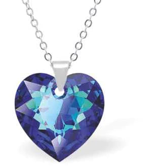 Byzantium Austrian Crystal Pendant - Heart - Bermuda Blue