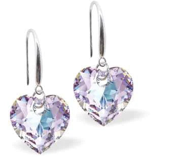 Byzantium Austrian Crystal Earrings - Multi Faceted Heart - Vitrail Light