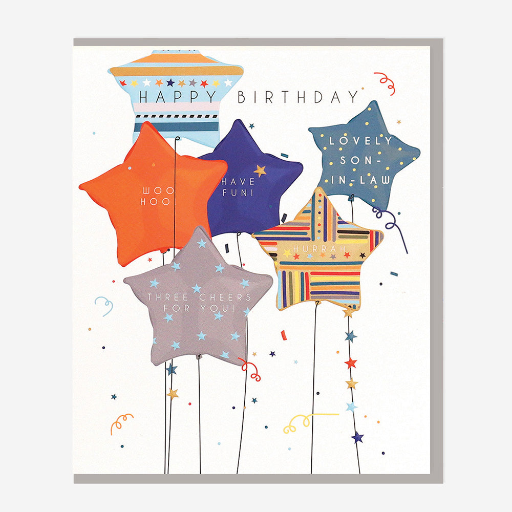 Belly Button Happy Birthday Lovely Son-in-law Balloons Card