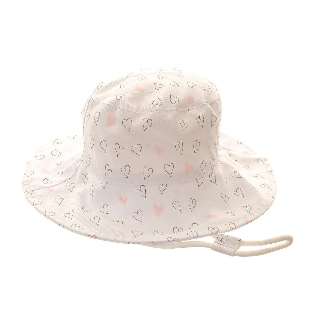 Ziggle Hearts Print White Children's Sun Hat