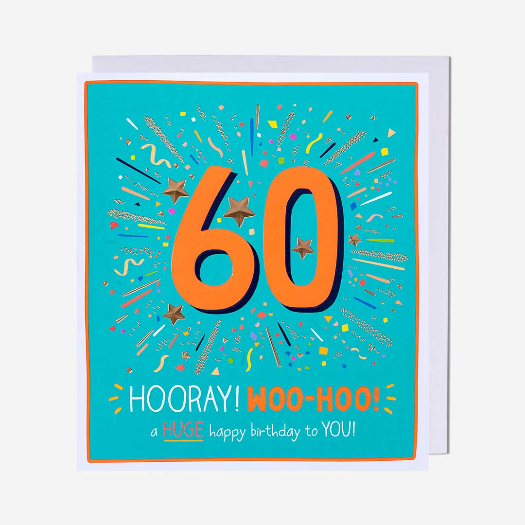 60 Hooray! Woo-Hoo! Birthday Card- Pigment
