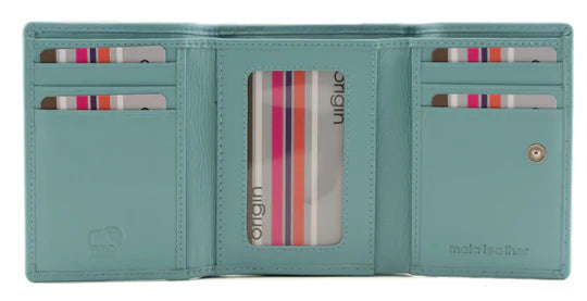 Mala Leather Origin Plain Leather Tri-Fold Purse (3697 5) - Teal