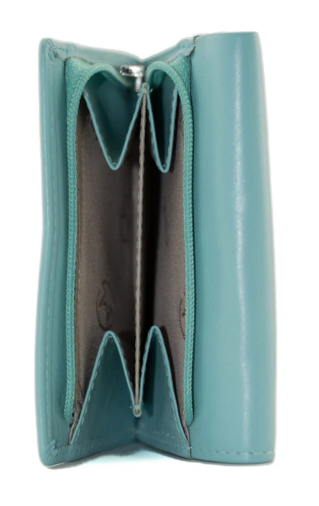 Mala Leather Origin Plain Leather Tri-Fold Purse (3697 5) - Teal