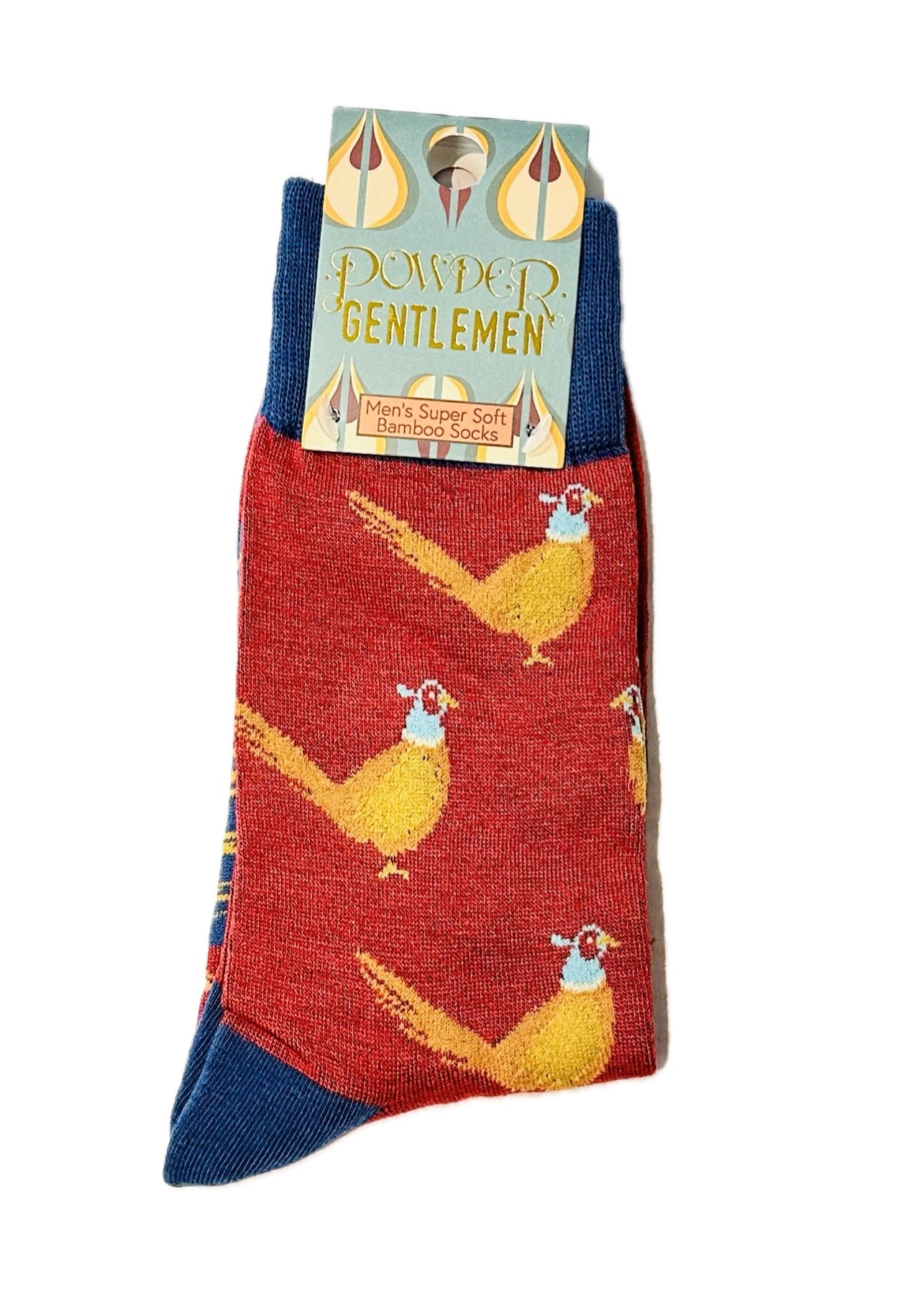 Powder MENS Bamboo Ankle Socks - Pheasants - Raspberry