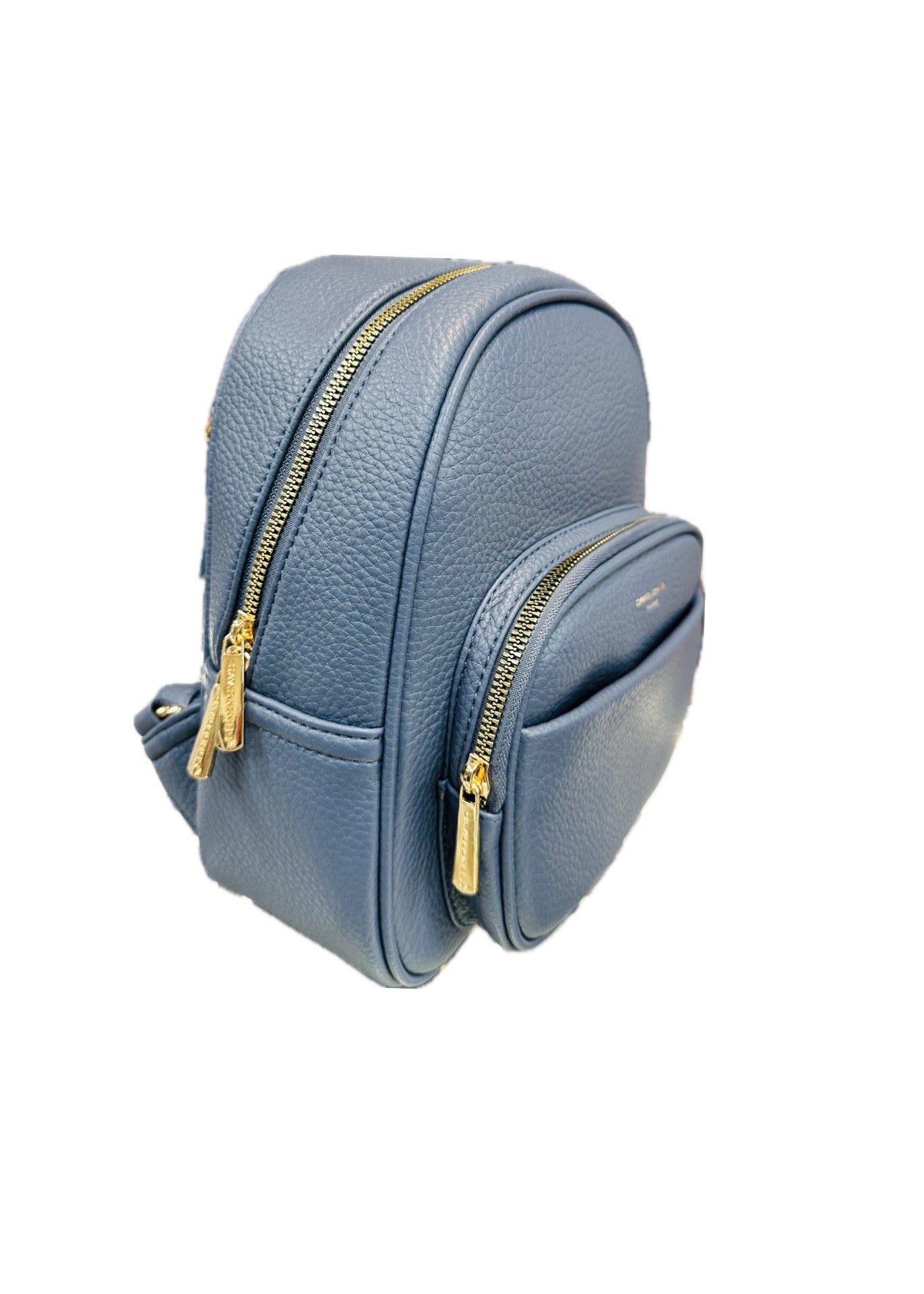 David Jones Small Rounded Top Backpack - Dark Blue/Gold Fittings (7000-2)