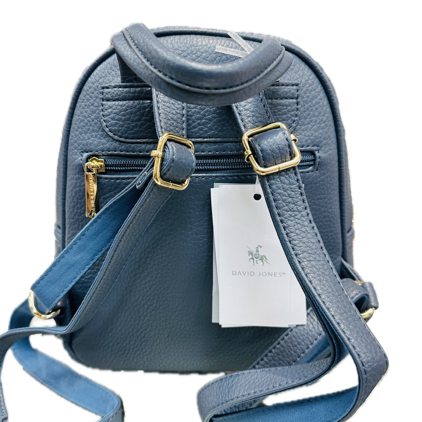 David Jones Small Rounded Top Backpack - Dark Blue/Gold Fittings (7000-2)