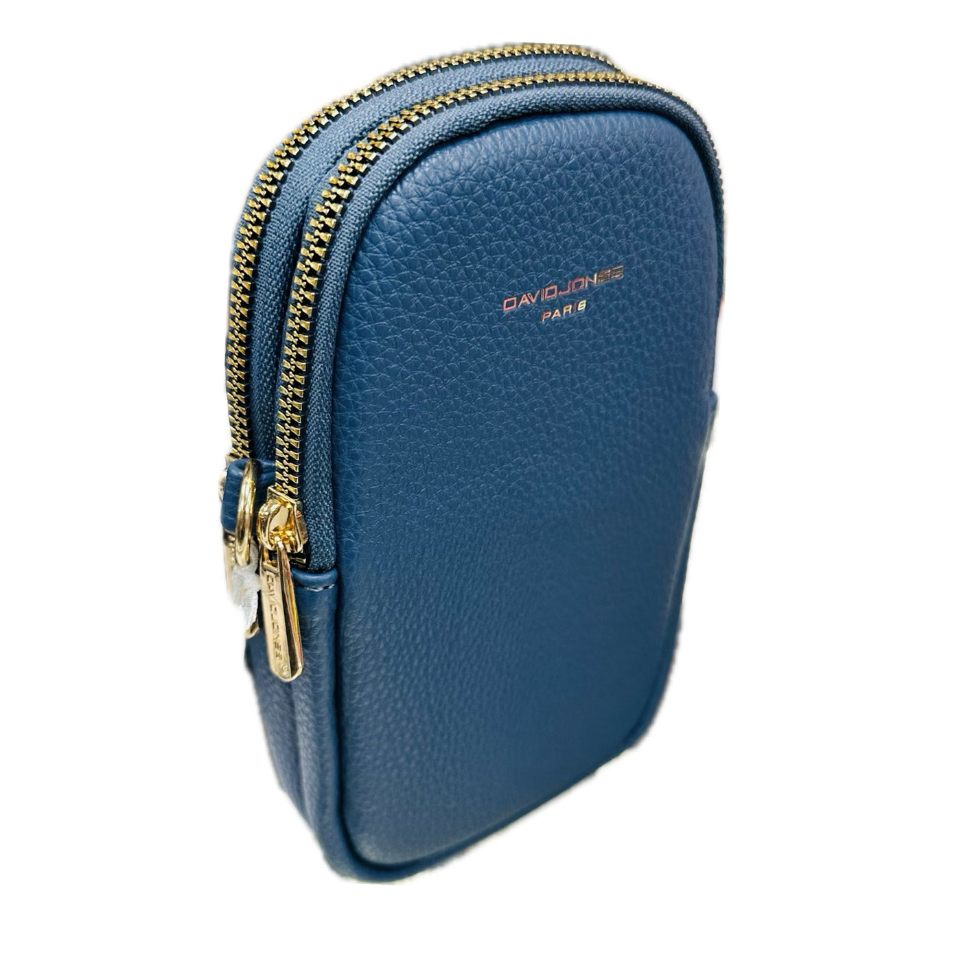 David Jones Double Zip Phone Bag - AW24 Blue/Gold Fittings (CM6814A)