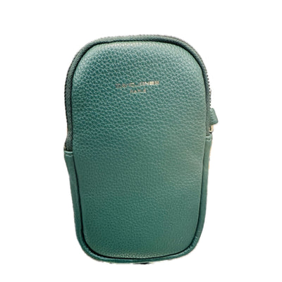 David Jones Double Zip Phone Bag - Forest Dark Green/Gold Fittings (CM6814A) AW24