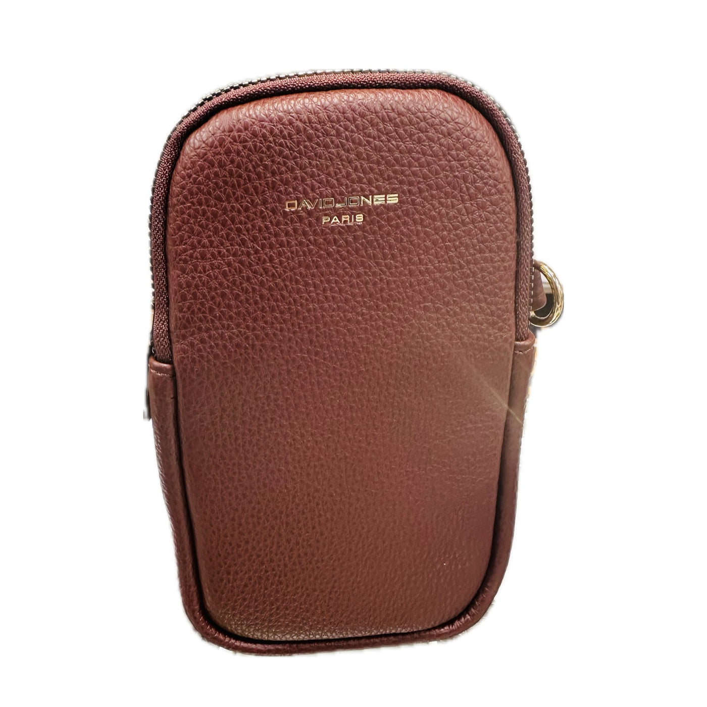 David Jones Double Zip Phone Bag - Bordeaux/Gold Fittings (NVCM6814A) AW24