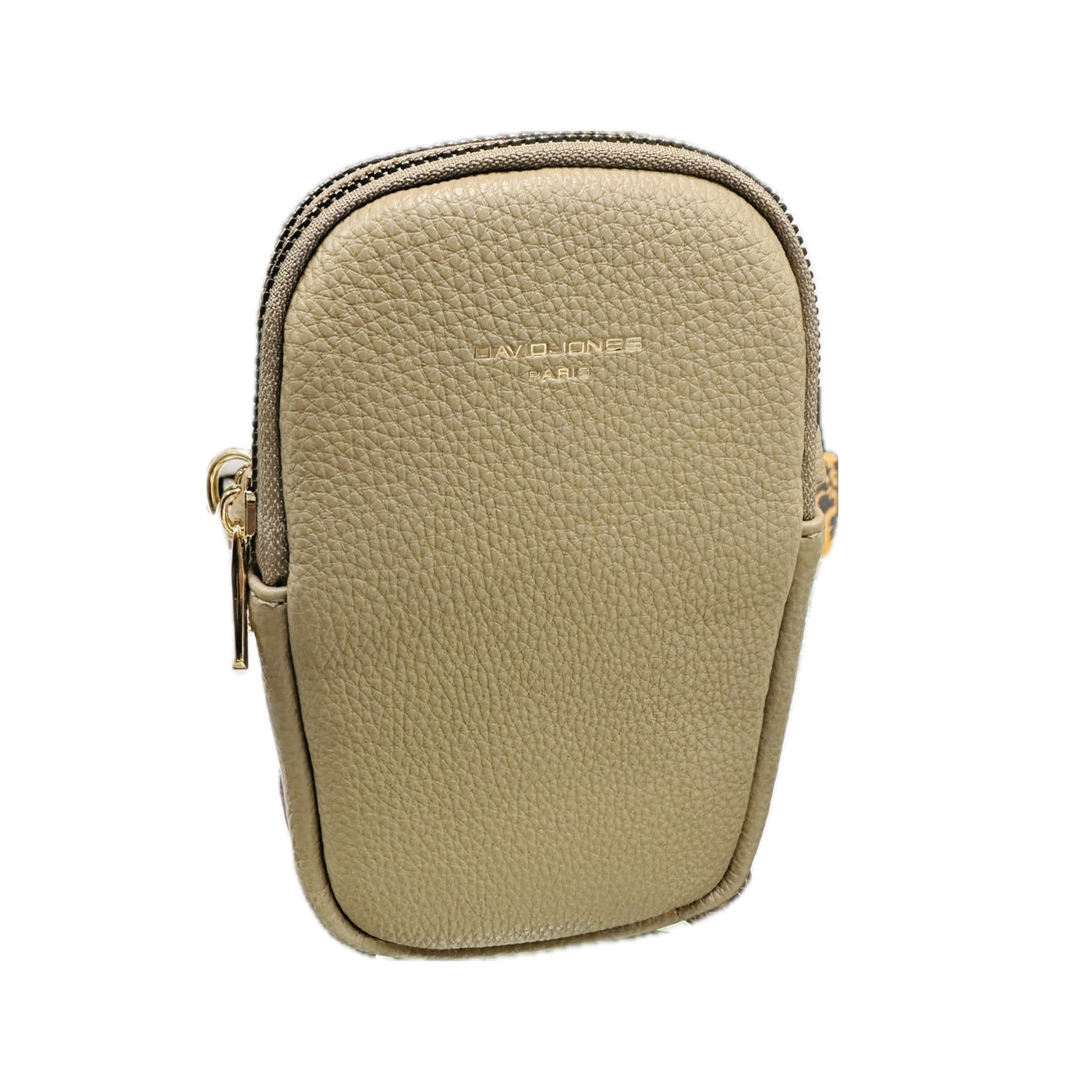 David Jones Double Zip Phone Bag - Gravel/Gold Fittings (CM6814A)