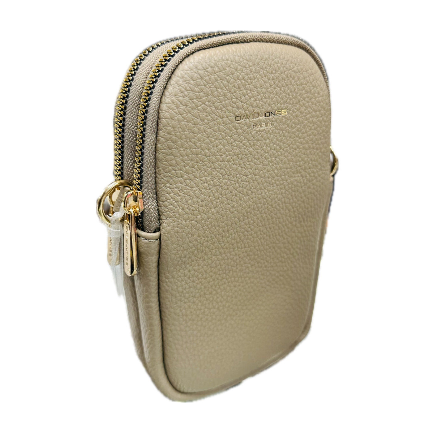 David Jones Double Zip Phone Bag - Gravel/Gold Fittings (CM6814A)