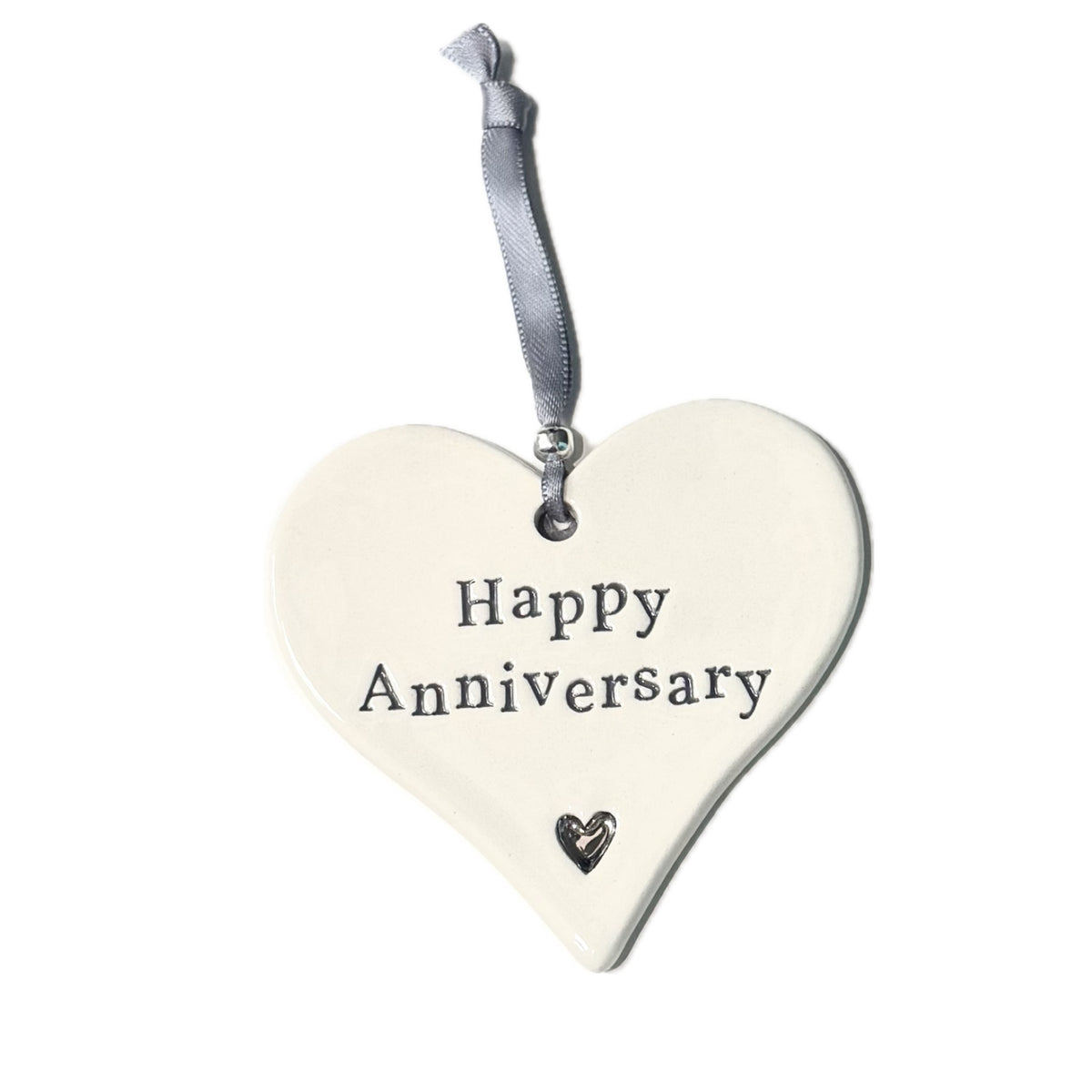 Happy Anniversary - Ceramic LARGE Hanging Heart - Pookie Wookie Ceramics