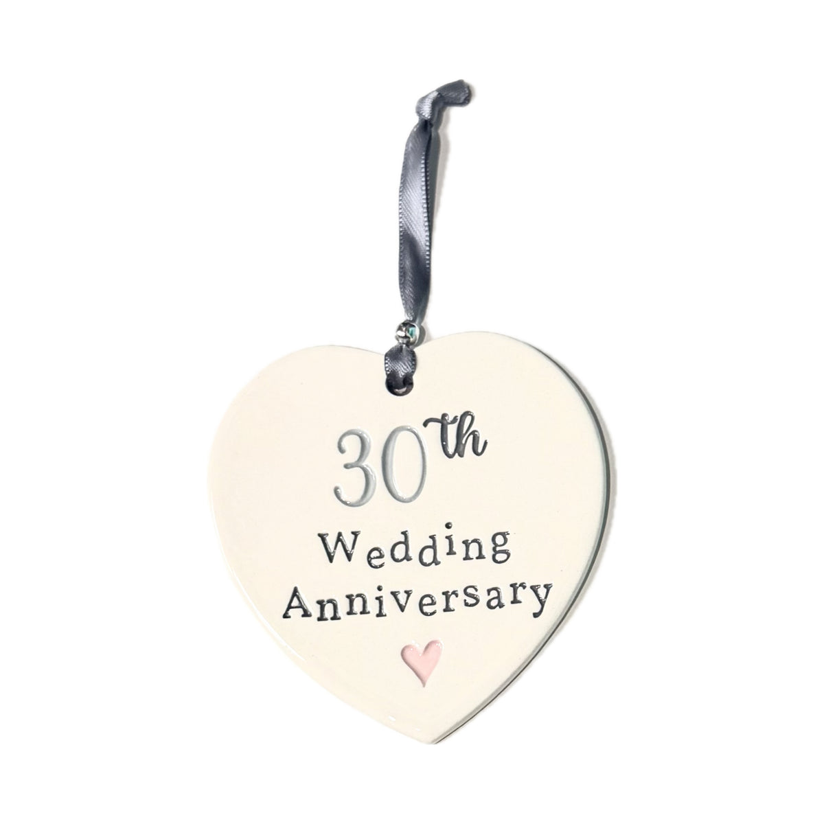 30th Wedding Anniversary - Ceramic LARGE Hanging Heart - Pookie Wookie Ceramics