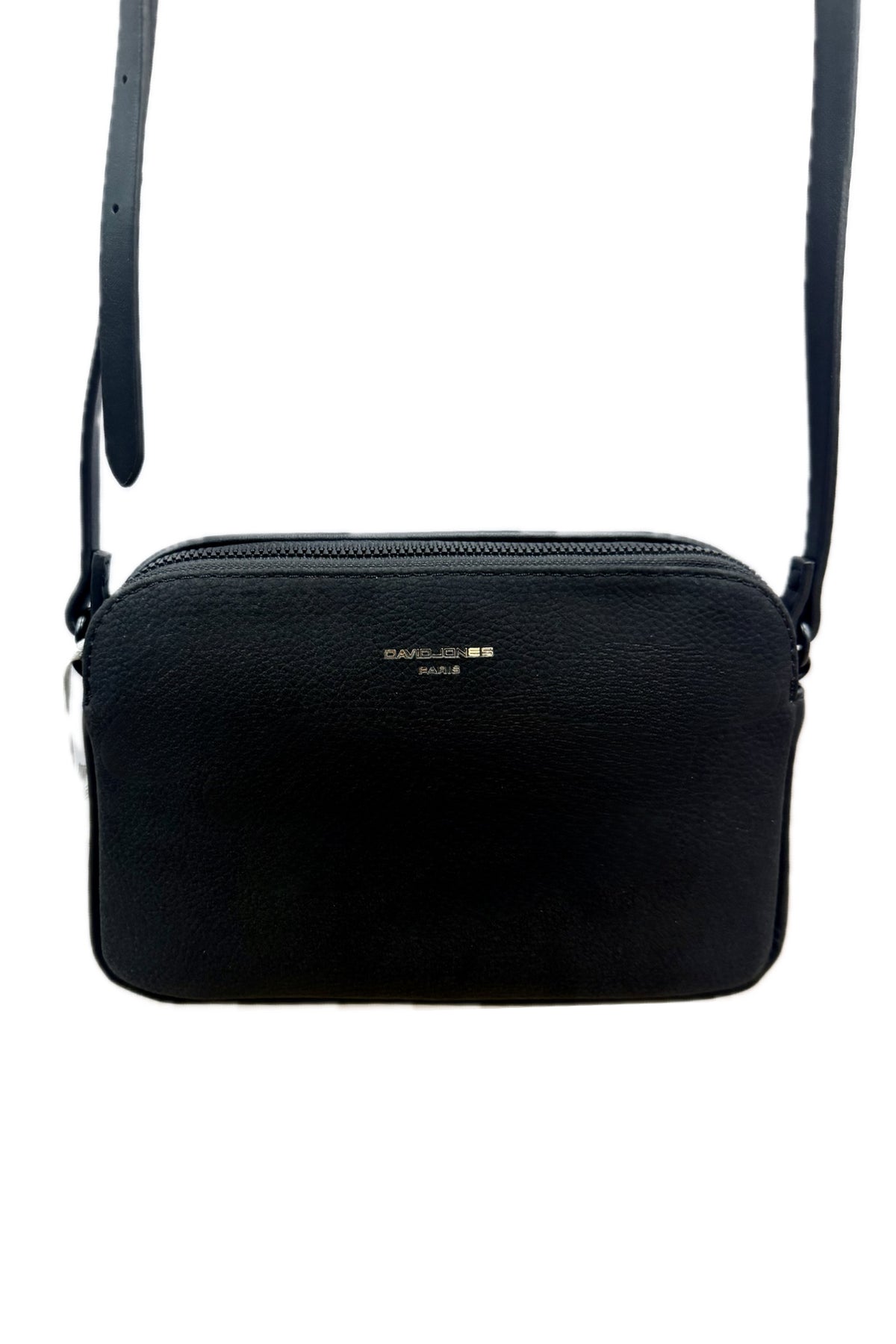 David Jones - (NVCM7335-3) Small Rectangular Double Zip Crossbody Bag - Black