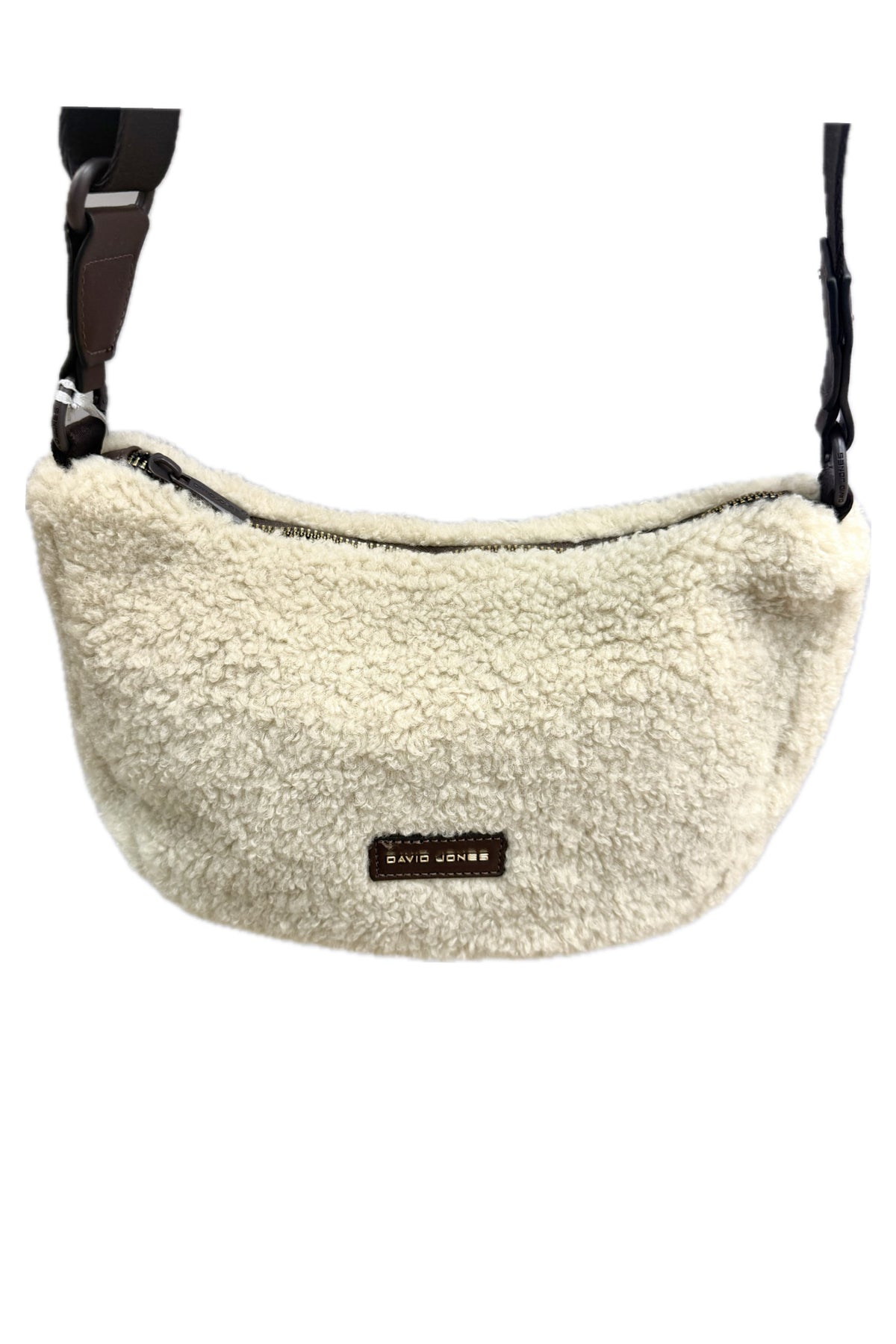 David Jones - (NVCM7774-1) Small Scoop Crossbody Bag - Teddy Fleece - Almond Milk/Brown