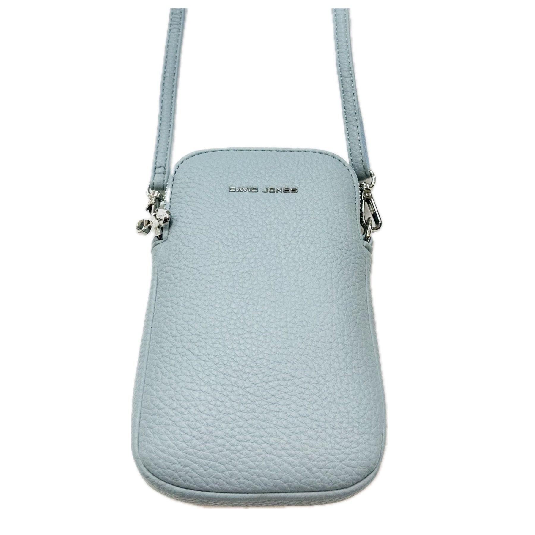 David Jones (NV6937-1) Single Phone Crossbody Handbag - Lt. Blue - Silver fittings